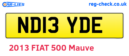 ND13YDE are the vehicle registration plates.
