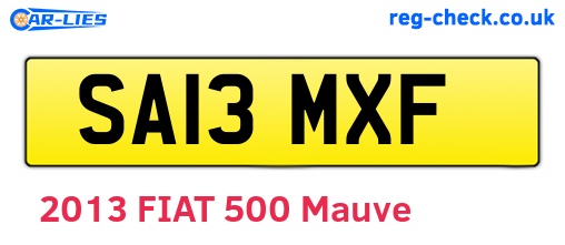 SA13MXF are the vehicle registration plates.