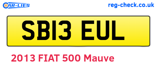 SB13EUL are the vehicle registration plates.