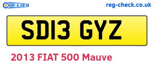 SD13GYZ are the vehicle registration plates.