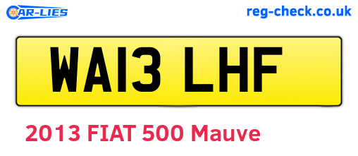 WA13LHF are the vehicle registration plates.