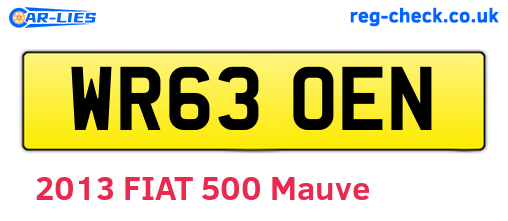 WR63OEN are the vehicle registration plates.