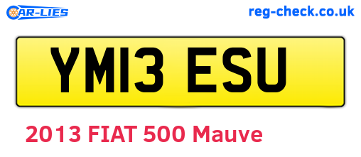 YM13ESU are the vehicle registration plates.