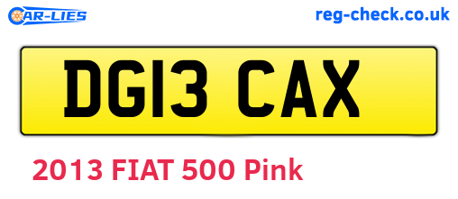 DG13CAX are the vehicle registration plates.