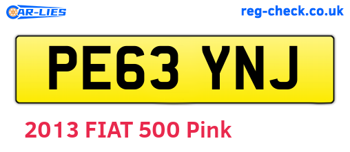PE63YNJ are the vehicle registration plates.