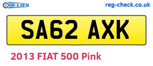 SA62AXK are the vehicle registration plates.