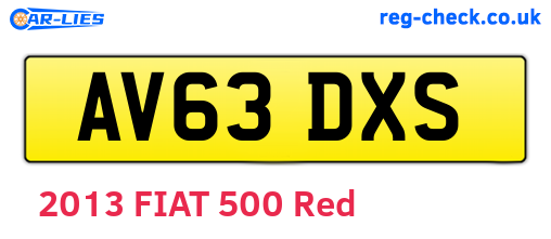 AV63DXS are the vehicle registration plates.