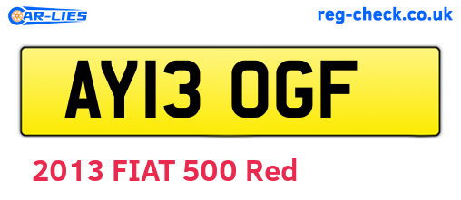 AY13OGF are the vehicle registration plates.