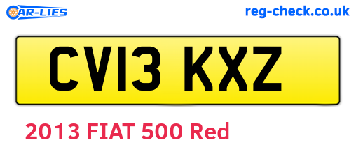 CV13KXZ are the vehicle registration plates.