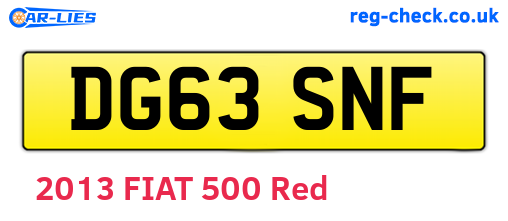 DG63SNF are the vehicle registration plates.