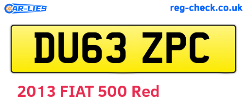 DU63ZPC are the vehicle registration plates.