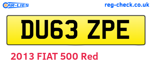 DU63ZPE are the vehicle registration plates.