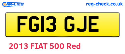 FG13GJE are the vehicle registration plates.