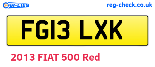 FG13LXK are the vehicle registration plates.