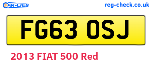 FG63OSJ are the vehicle registration plates.