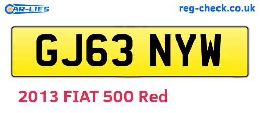 GJ63NYW are the vehicle registration plates.