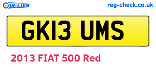 GK13UMS are the vehicle registration plates.