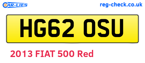 HG62OSU are the vehicle registration plates.