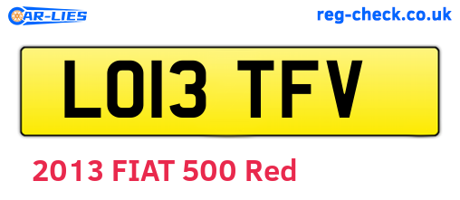 LO13TFV are the vehicle registration plates.