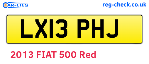 LX13PHJ are the vehicle registration plates.