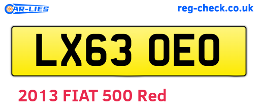 LX63OEO are the vehicle registration plates.