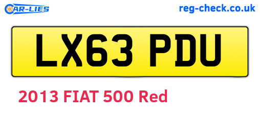 LX63PDU are the vehicle registration plates.