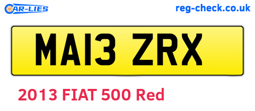 MA13ZRX are the vehicle registration plates.