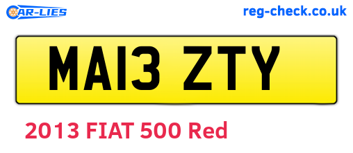 MA13ZTY are the vehicle registration plates.