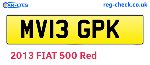 MV13GPK are the vehicle registration plates.