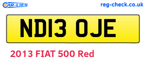 ND13OJE are the vehicle registration plates.