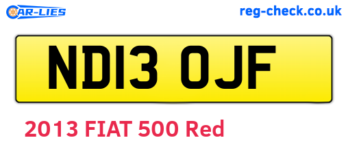 ND13OJF are the vehicle registration plates.