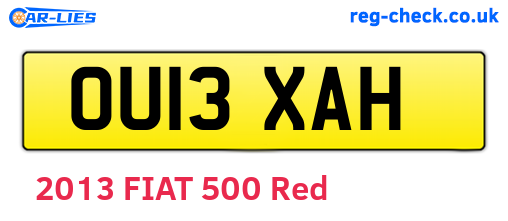 OU13XAH are the vehicle registration plates.