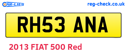 RH53ANA are the vehicle registration plates.