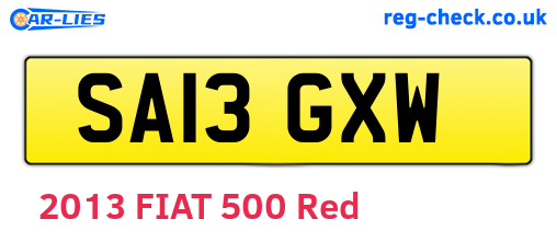 SA13GXW are the vehicle registration plates.
