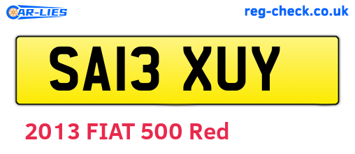 SA13XUY are the vehicle registration plates.