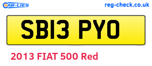 SB13PYO are the vehicle registration plates.