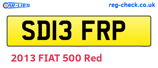 SD13FRP are the vehicle registration plates.