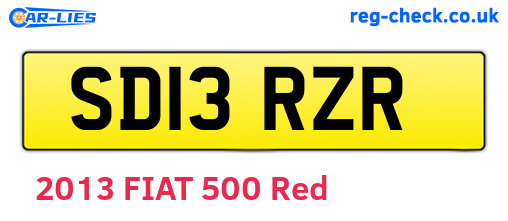 SD13RZR are the vehicle registration plates.