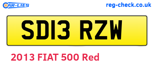 SD13RZW are the vehicle registration plates.