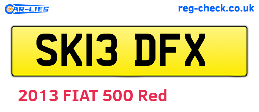 SK13DFX are the vehicle registration plates.
