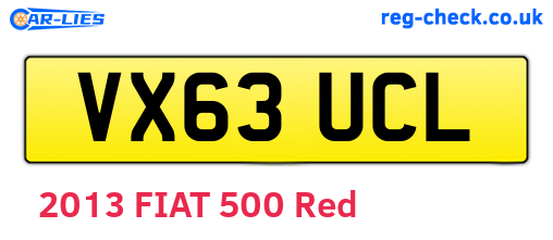 VX63UCL are the vehicle registration plates.
