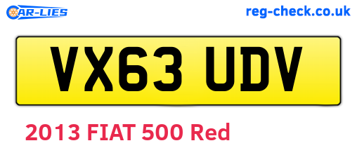 VX63UDV are the vehicle registration plates.