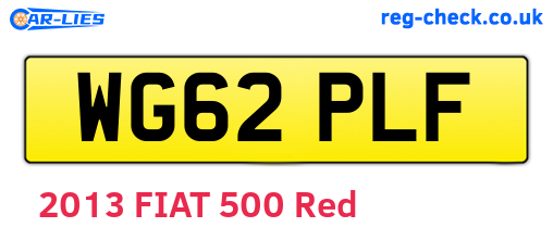 WG62PLF are the vehicle registration plates.