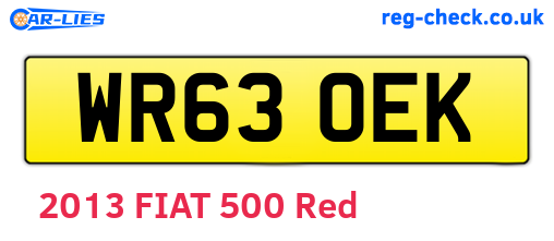 WR63OEK are the vehicle registration plates.