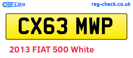 CX63MWP are the vehicle registration plates.