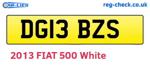 DG13BZS are the vehicle registration plates.