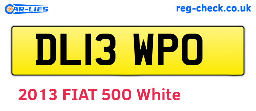 DL13WPO are the vehicle registration plates.