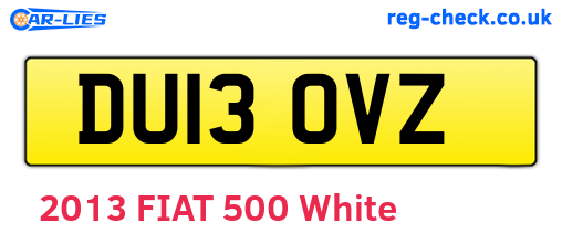 DU13OVZ are the vehicle registration plates.