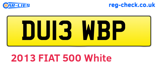 DU13WBP are the vehicle registration plates.