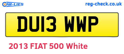 DU13WWP are the vehicle registration plates.
